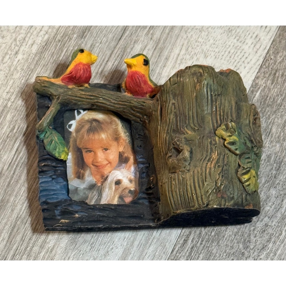 G&D Int'l Gifts Resin Bird Tree Stump Mini Photo Frame Trinket Holder